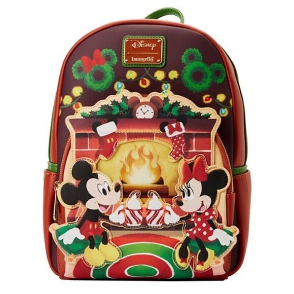 🎄🎄Mickey & Minnie Mouse Hot Cocoa Fireplace Mini Backpack - Picture 1 of 5
